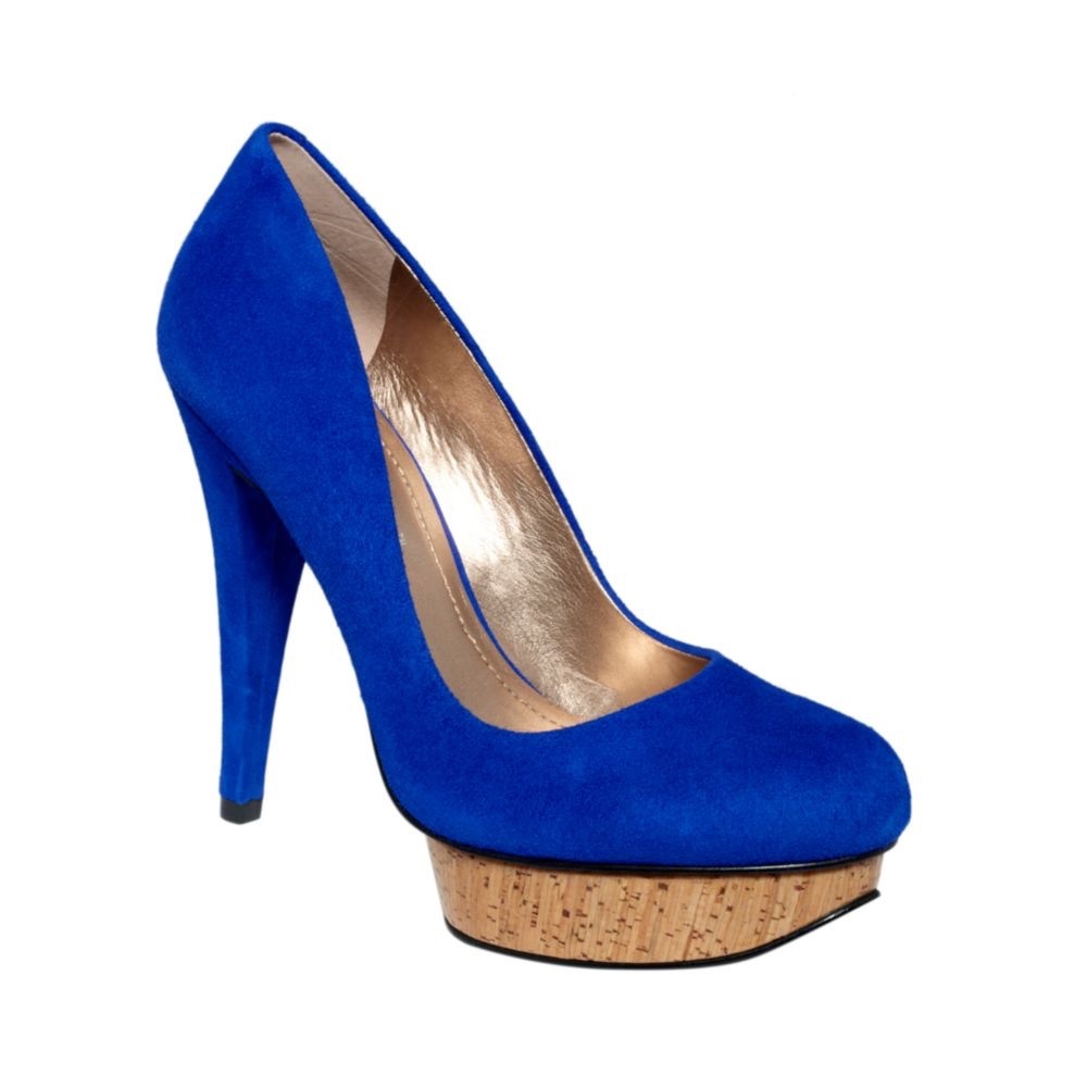 BCBGeneration Blue Suede Platform Pumps